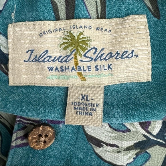 Island Shores Men's Button Down Floral Pineapple Hawaiian 100% Silk Shirt Sz XL - Picture 3 of 8